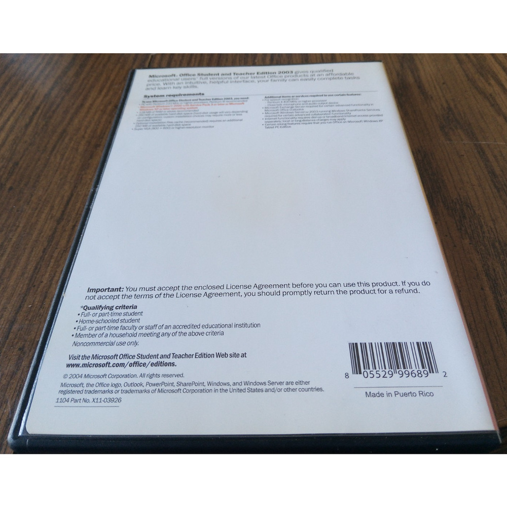 Microsoft Office Student And Teacher Edition 2003 For Windows PC's - Picture 2 of 4